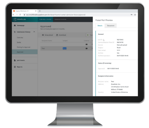 computer showing SMART mailroom software