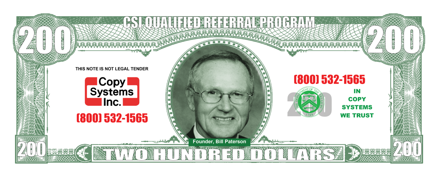 CSI referral program 200 dollar bill