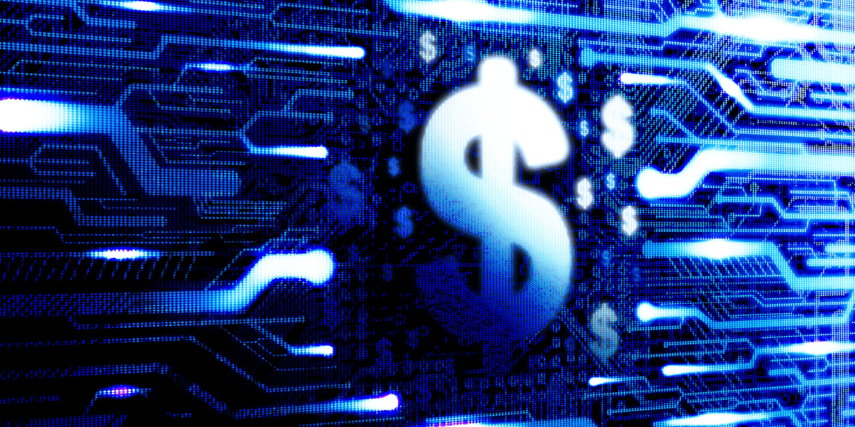 dollar sign on digital background